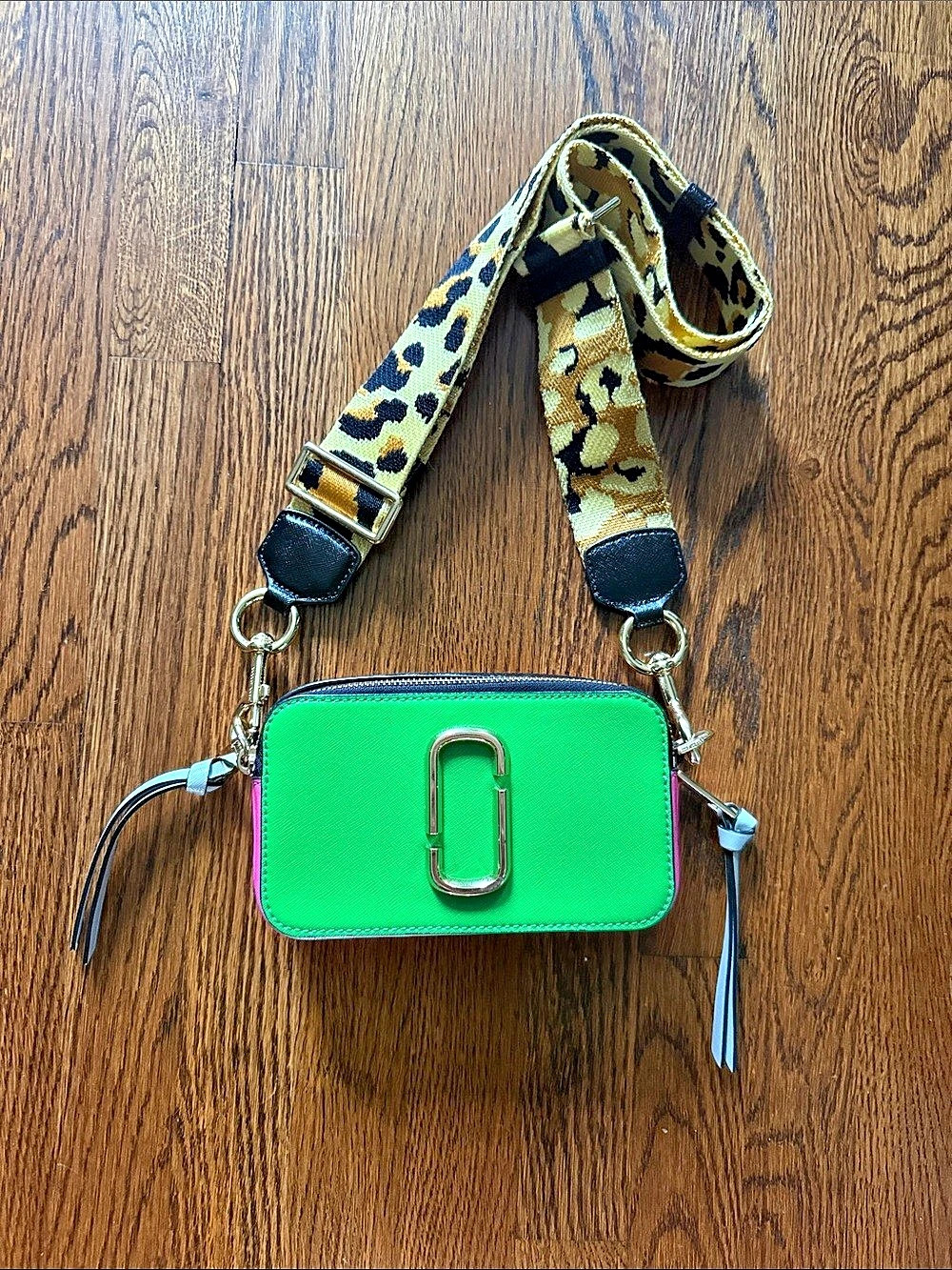 Marc Jacobs The Snapshot Multi-Color Crossbody Bag Green & Pink